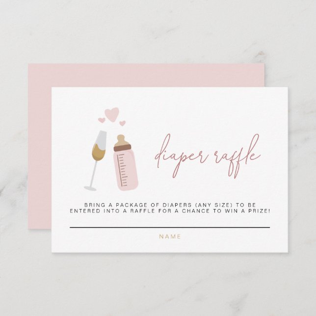ANDI Pink Poppin' Bottles Diaper Raffle Card (Front/Back)