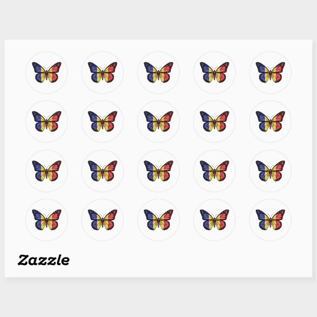 Andorra butterfly monarch flag classic round sticker (Sheet)