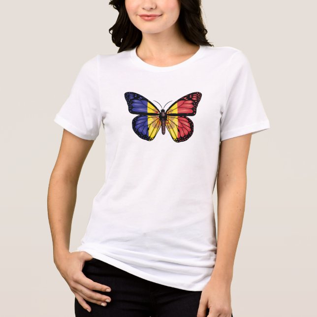 Andorra butterfly monarch flag Tri-Blend shirt (Front)