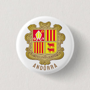Andorra coat of arms 3 cm round badge