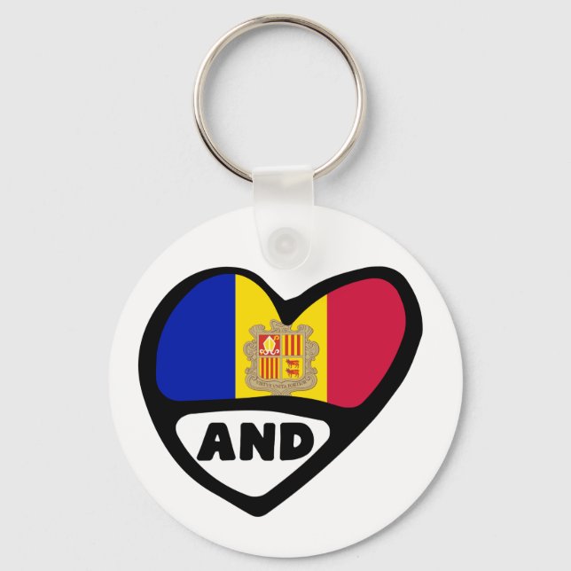 Andorra Country Code Flag Heart Keyring (Front)