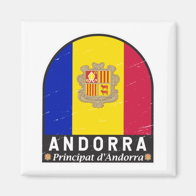 Andorra Flag Emblem Distressed Vintage  Magnet (Front)