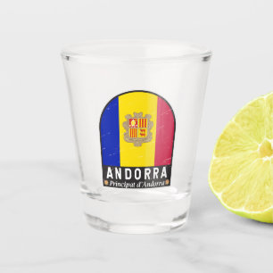 Andorra Flag Emblem Distressed Vintage Shot Glass