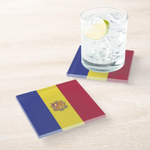 Andorra flag glass coaster