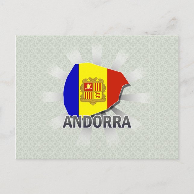 Andorra Flag Map 2.0 Postcard (Front)