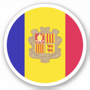 Andorra Flag Round Sticker