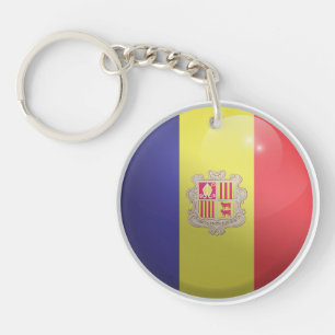 Andorra Glossy Circle Flag Key Ring