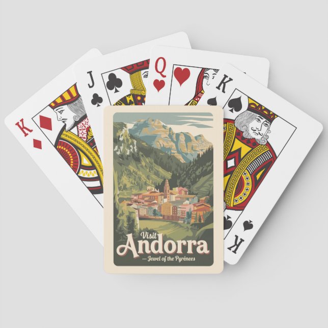 Andorra Illustration Travel Art Vintage Playing Cards (Back)