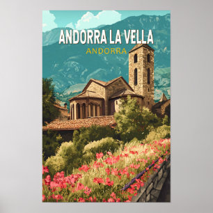 Andorra la Vella Travel Art Vintage Poster