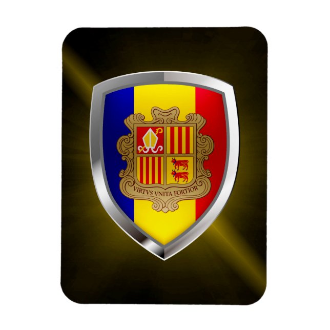 Andorra Metallic Emblem Magnet (Vertical)