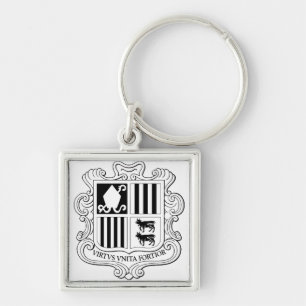Andorra National Coat of Arms Graphic Art Key Ring