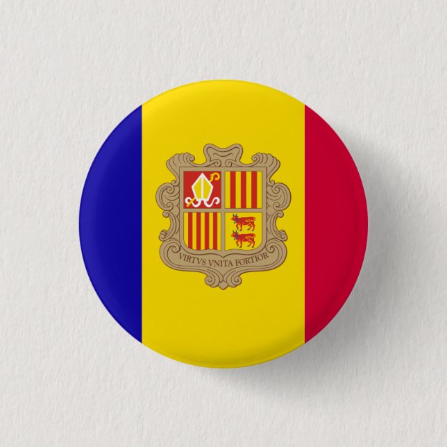 Andorra National Flag 3 Cm Round Badge (Front)