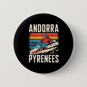 Andorra pyrenees ski resort, fun alpine skiing And 6 Cm Round Badge