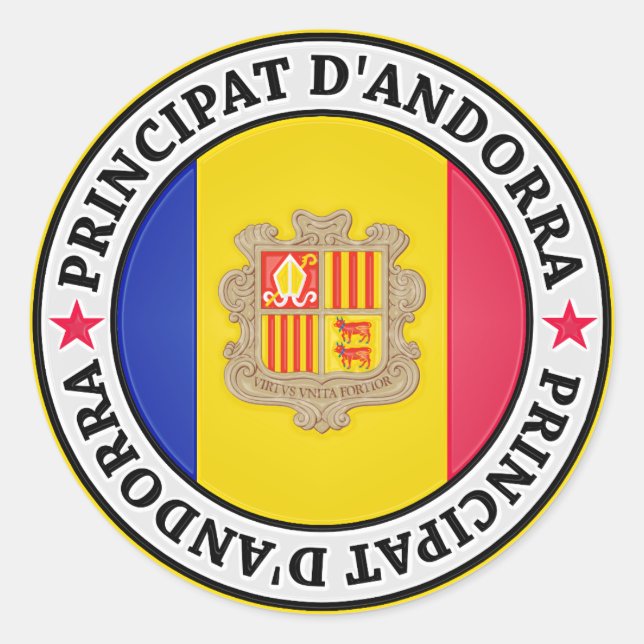 Andorra Round Emblem Classic Round Sticker (Front)