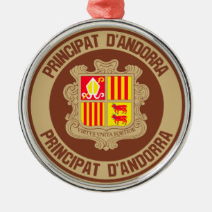 Andorra Round Emblem Metal Tree Decoration