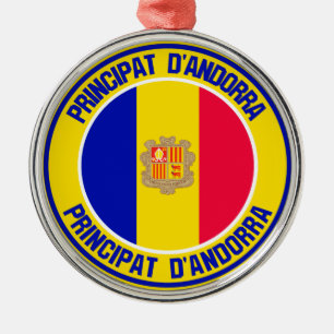 Andorra Round Emblem Metal Tree Decoration