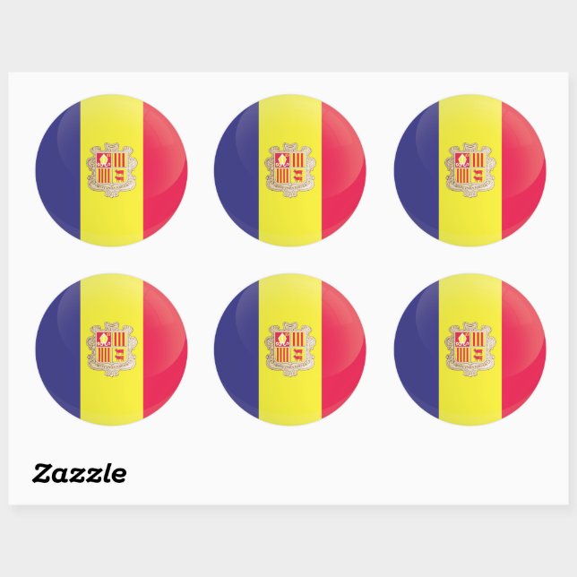 Andorra  Round Icon Flag Classic Round Sticker (Sheet)