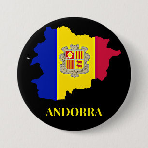 Andorra Silhouette, flag, 7.5 Cm Round Badge