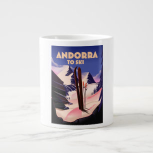 Andorra ski poster. large coffee mug