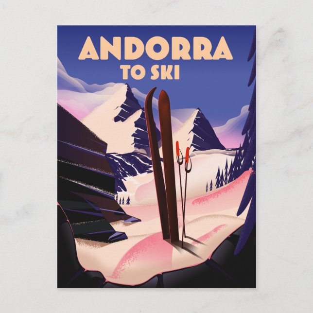 Andorra ski poster. postcard (Front)