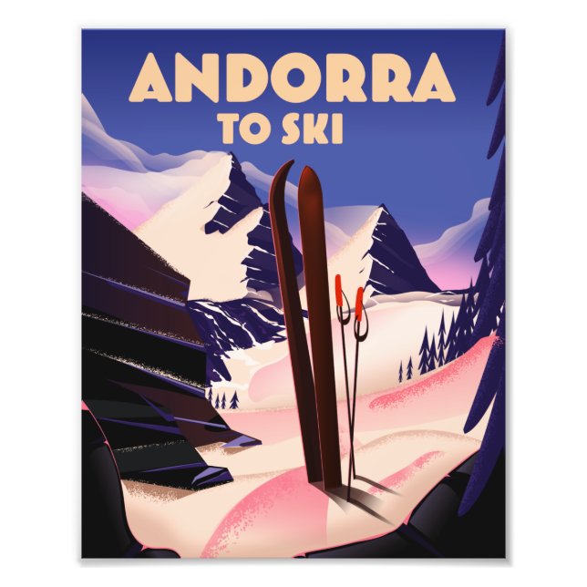 Andorra ski poster. postcard photo print (Front)