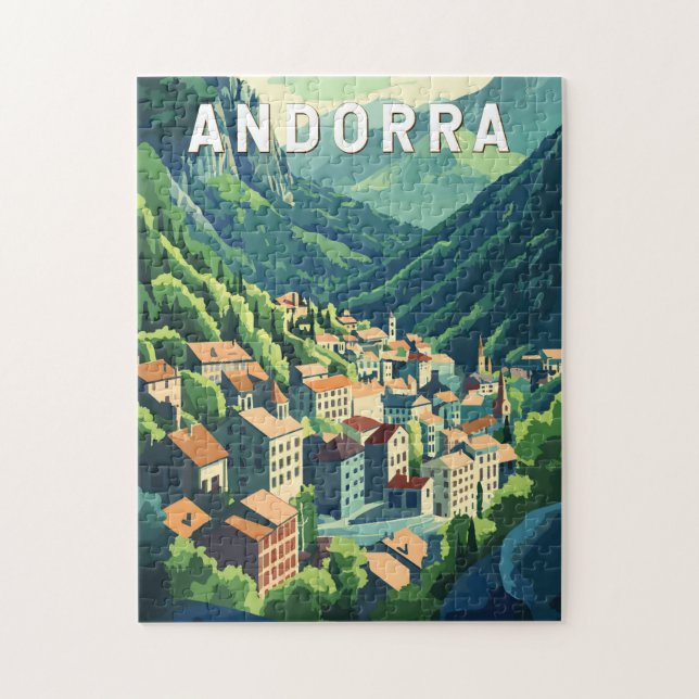 Andorra Travel Art Vintage Jigsaw Puzzle (Vertical)
