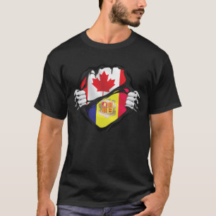 Andorran Canadian Hands Ripped Roots Flag T-Shirt