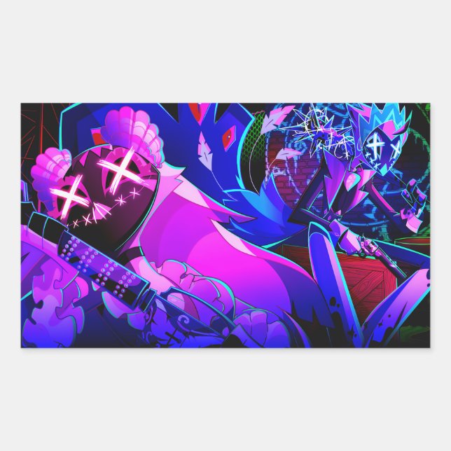 Andre & Stella Halloween Slasher | Helluva Boss | Rectangular Sticker (Front)