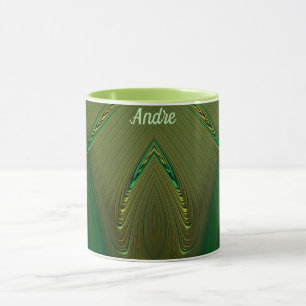 ANDRE ~ Zany 3D Fractal ~ Gold Green Mug