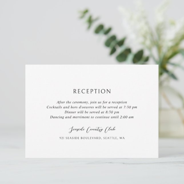Andrea Black White Elegant Wedding Enclosure Card (Standing Front)