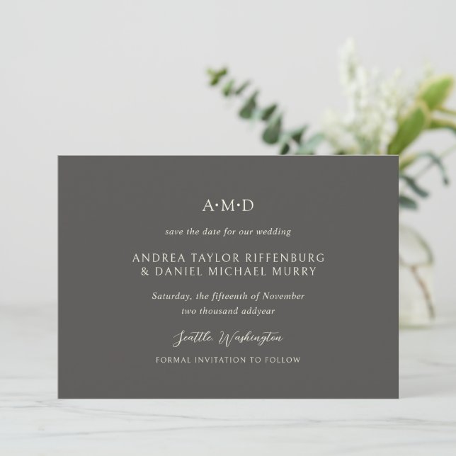 Andrea Brown Elegant Wedding Save The Date (Standing Front)