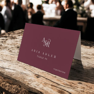 ANDREA Burgundy Red Minimal Wedding Place Cards