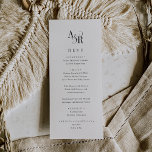 ANDREA Classic Elegant Formal Fancy Unique Wedding Menu<br><div class="desc">This classic elegant formal fancy unique wedding menu card from the Andrea Collection is perfect for a modern wedding. The classic and elegant design features a fancy bold monogram in black and white with a unique industrial feel. This menu can be used for a wedding reception, rehearsal dinner, or any...</div>