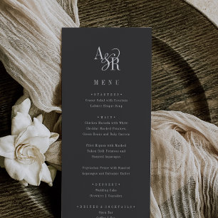 ANDREA Classic Grey Dark Academia Monogram Wedding Menu