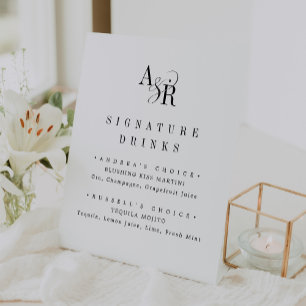 ANDREA Elegant Classic Wedding Signature Drink Pedestal Sign