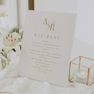 ANDREA Elegant Gold Cream Wedding Bar Menu Sign