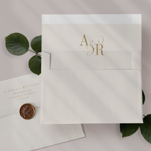 ANDREA Gold Cream Wedding Invitation Envelopes