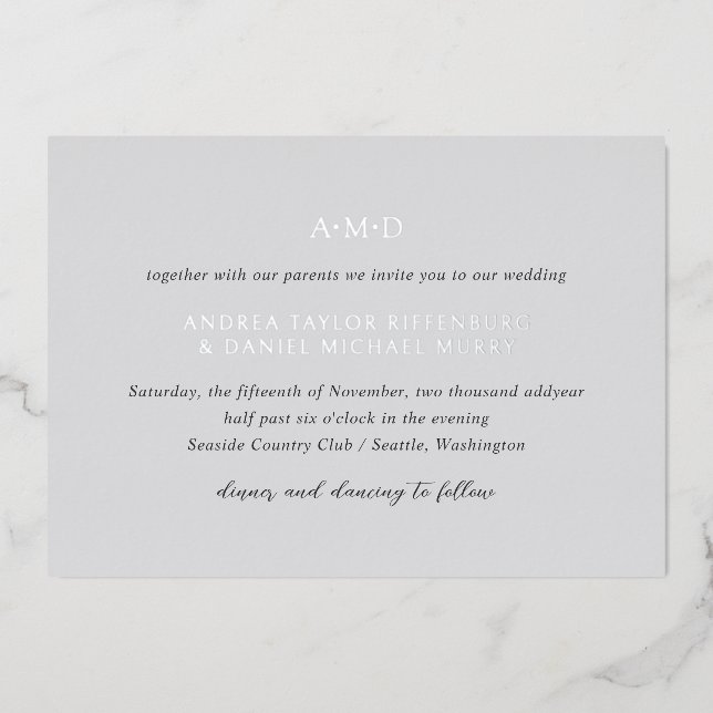 Andrea Grey Elegant Wedding (Front)