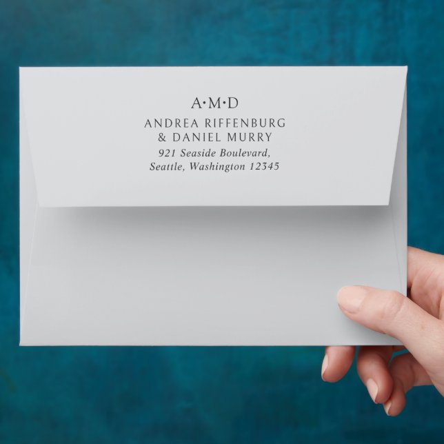 Andrea Grey Elegant Wedding Envelope (Hand)