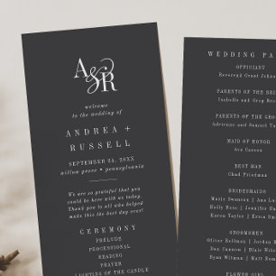 ANDREA Minimal Bold Modern Moody Dark Grey Wedding Programme