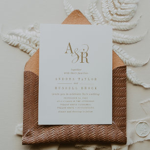 ANDREA Minimal Gold Elegant Formal Classic Wedding Invitation