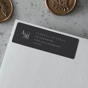 ANDREA Minimalist Dark Grey Return Address Labels