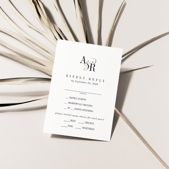 ANDREA Modern Minimalist Simple Wedding RSVP Card (ANDREA Modern Minimalist Simple Wedding RSVP Card)