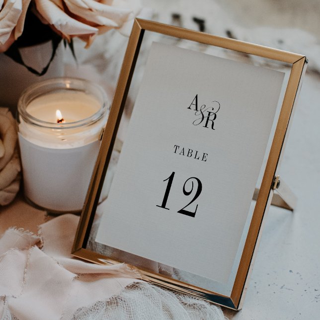 ANDREA Mongram White Black Wedding Table Numbers (ANDREA Mongram White Black Wedding Table Numbers)