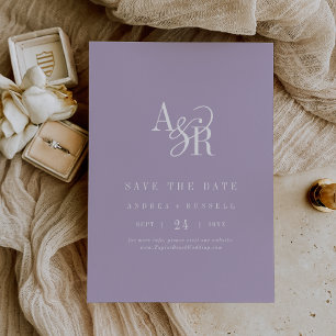ANDREA Monogram Simple Lavender Minimal Wedding Save The Date