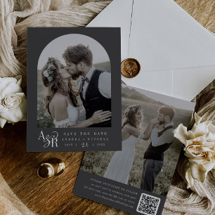 ANDREA Moody Classic Grey Dark Academia Wedding Save The Date