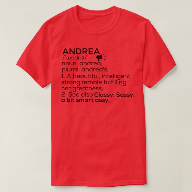 Andrea Name Definition Andrea Female Name T-Shirt (Design Front)