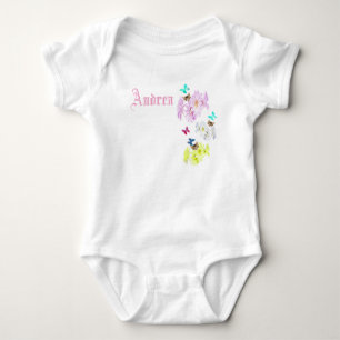 Andrea Name Logo With Kittens And Flowers, Baby Bo Bodysuit