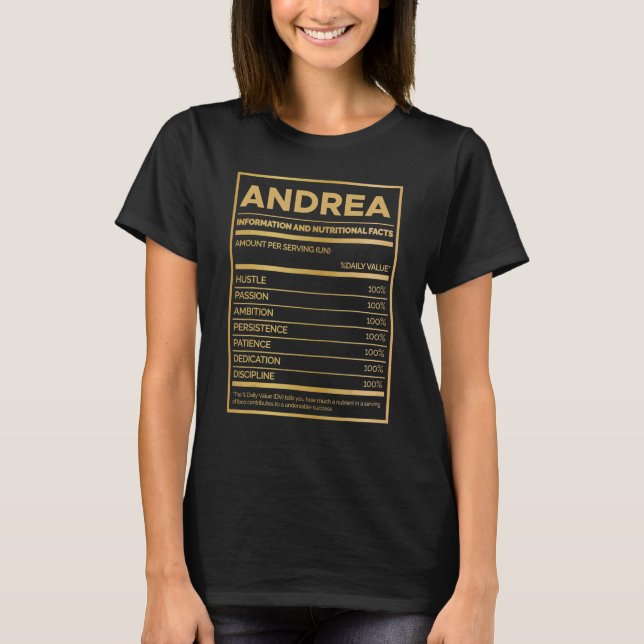 Andrea Nutrition Information Amount Per Serving T-Shirt (Front)