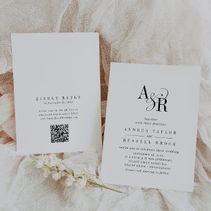 ANDREA QR Code Classic Elegant Chic Unique Wedding Invitation